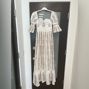 Agua by Agua Bendita Cedro Floral-embroidered Linen Maxi Dress